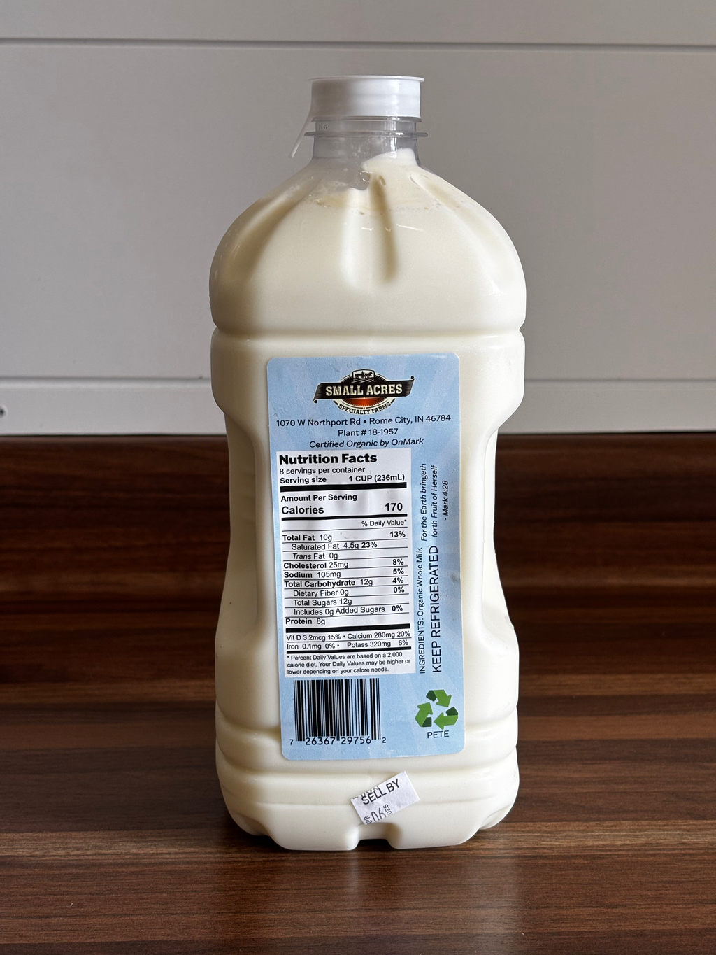Organic A2/A2 100% Grass-Fed Whole Milk (1/2 Gallon)