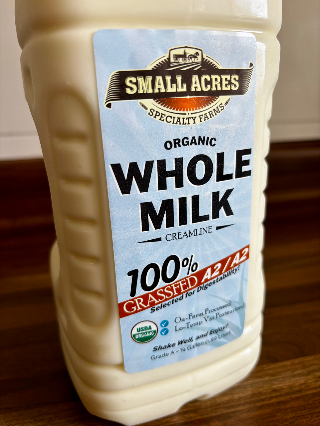 Organic A2/A2 100% Grass-Fed Whole Milk (1/2 Gallon)