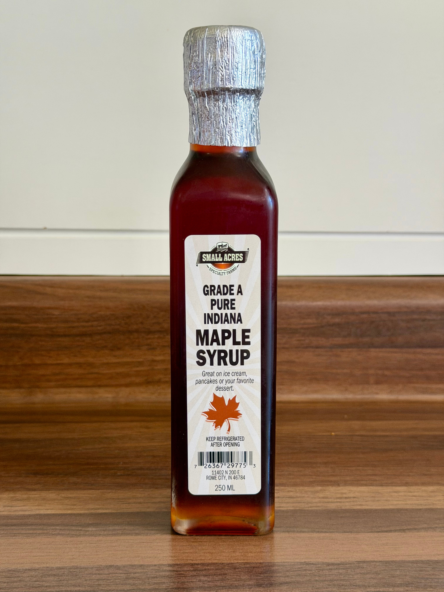 Grade A Pure Indiana Maple Syrup — 250 mL